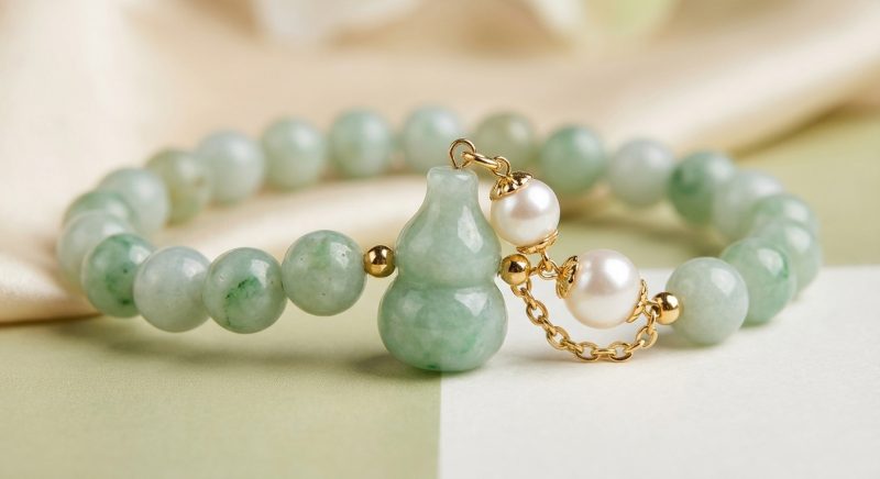 Light Green Jade Wu Lou Amulet Bracelet - Professional Photo