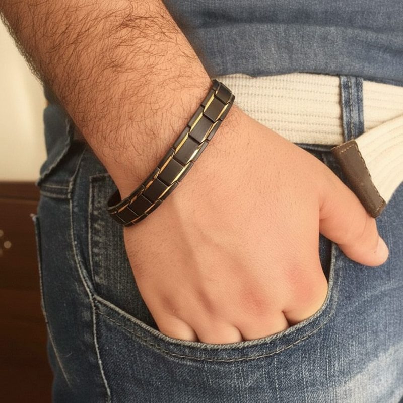 Magnetic Therapy Bracelets - Black, Silver, Gold - Professional Photo
