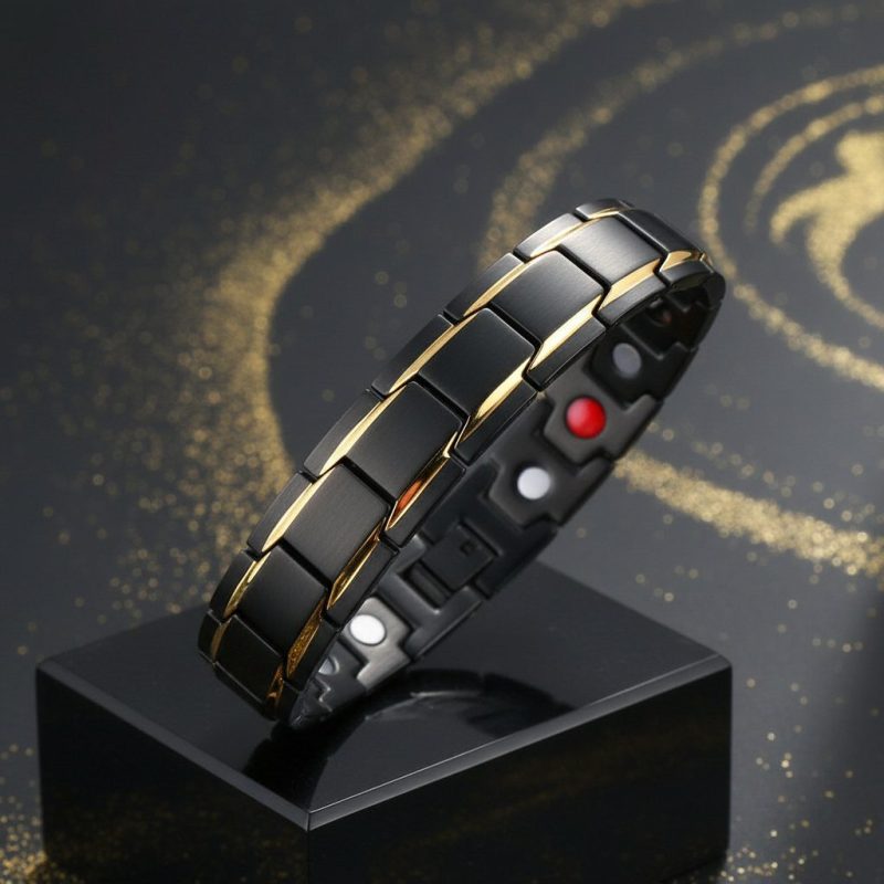 Magnetic Therapy Bracelets - Black, Silver, Gold - Professional Photo
