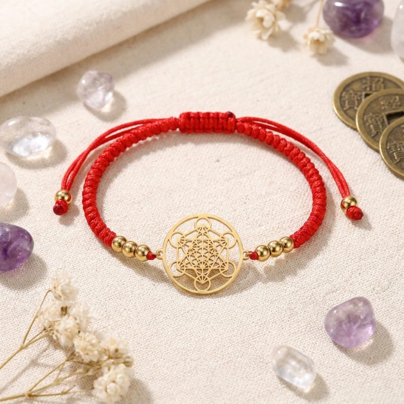 Metatron’s Cube Red String Bracelet - Professional Photo