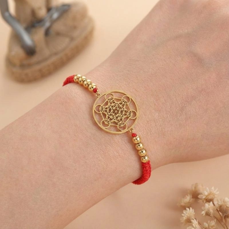 Metatron’s Cube Red String Bracelet - Professional Photo