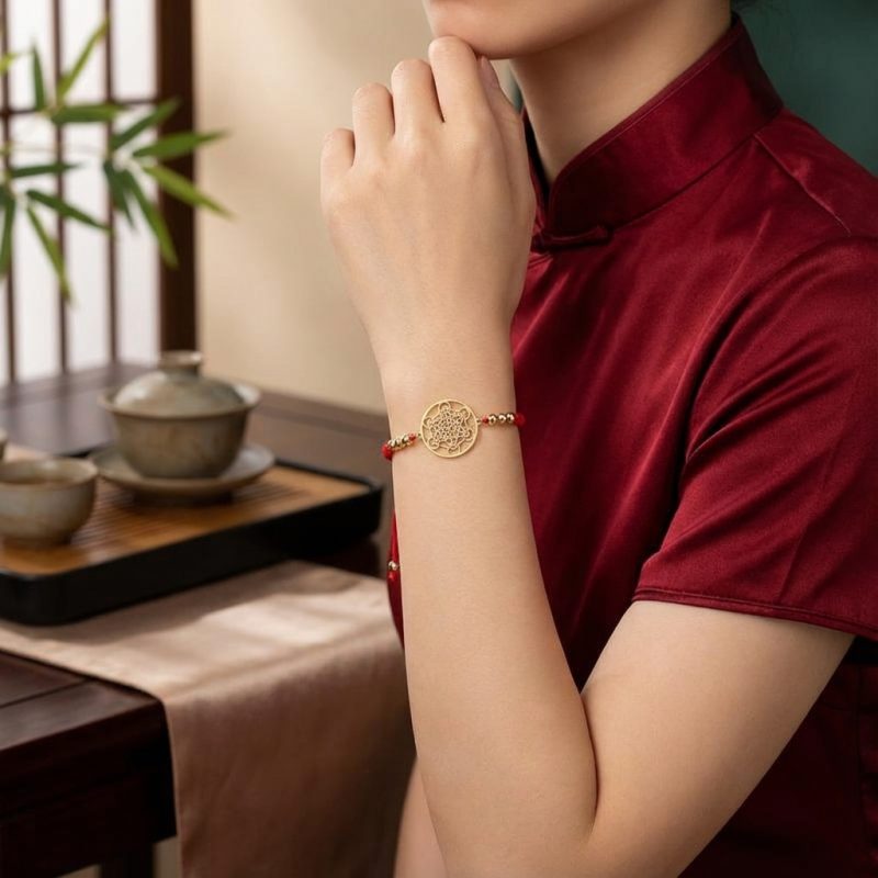 Metatron’s Cube Red String Bracelet - Professional Photo