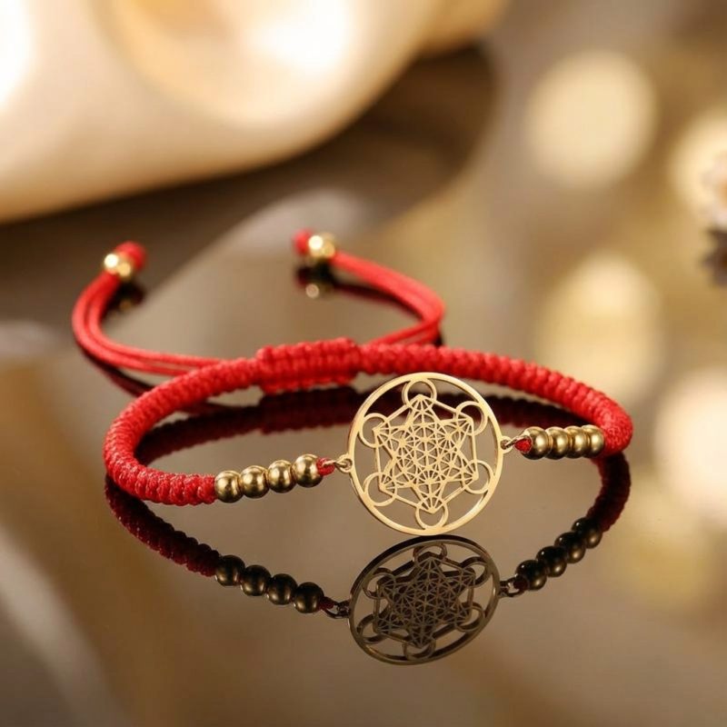 Metatron’s Cube Red String Bracelet - Professional Photo