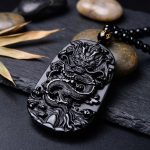 Natural Black Obsidian Dragon Protection Necklace - Professional Photo