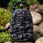 Natural Black Obsidian Dragon Protection Necklace - Professional Photo