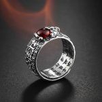 Natural Garnet Pixiu Ring - Feng Shui Wealth Ring - Professional Photo