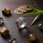 Natural Garnet Pixiu Ring - Feng Shui Wealth Ring - Professional Photo