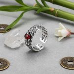 Natural Garnet Pixiu Ring - Feng Shui Wealth Ring - Professional Photo