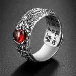 Natural Garnet Pixiu Ring - Feng Shui Wealth Ring - Professional Photo