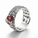 Natural Garnet Pixiu Ring - Feng Shui Wealth Ring - Professional Photo
