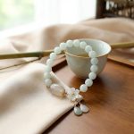 Natural Light Green Jade Bead Bracelet for Luck - Professional Photo