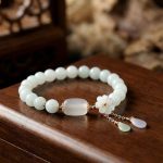 Natural Light Green Jade Bead Bracelet for Luck - Professional Photo