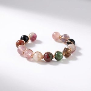 Exclusive: Tourmaline Ring - Natural Healing Crystal Bead Rings - Professional Photo