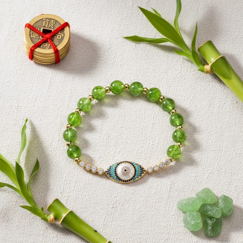 Natural Peridot Style Evil Eye Bracelet - Professional Photo