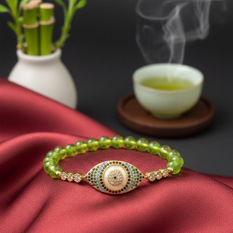 Natural Peridot Style Evil Eye Bracelet - Professional Photo