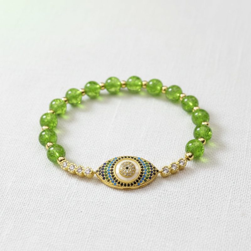Natural Peridot Style Evil Eye Bracelet - Professional Photo