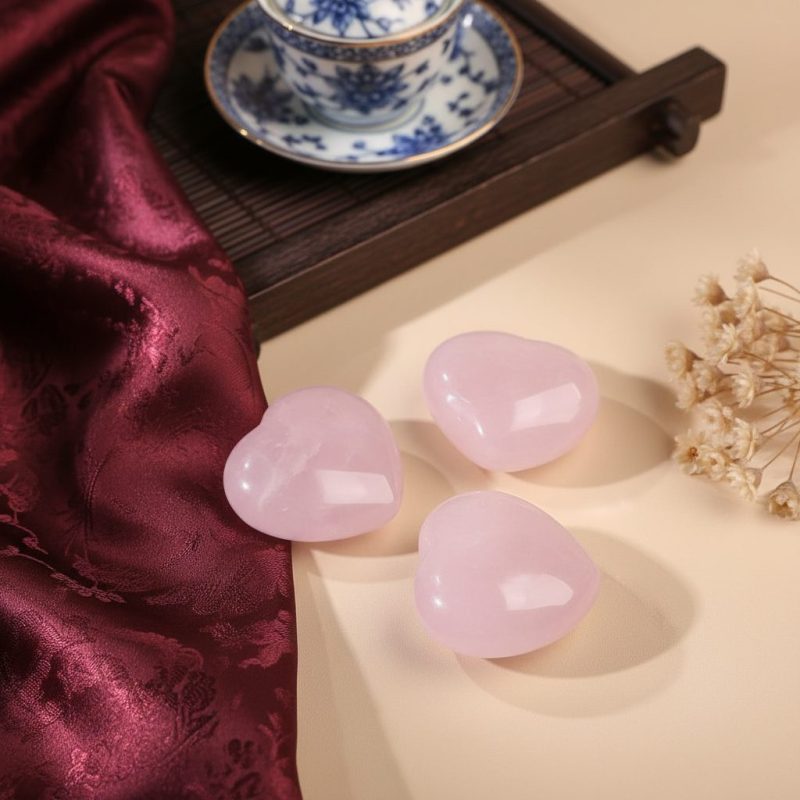 Rose Quartz Heart-Shaped Love Crystals - Love & Romance - Professional Photo