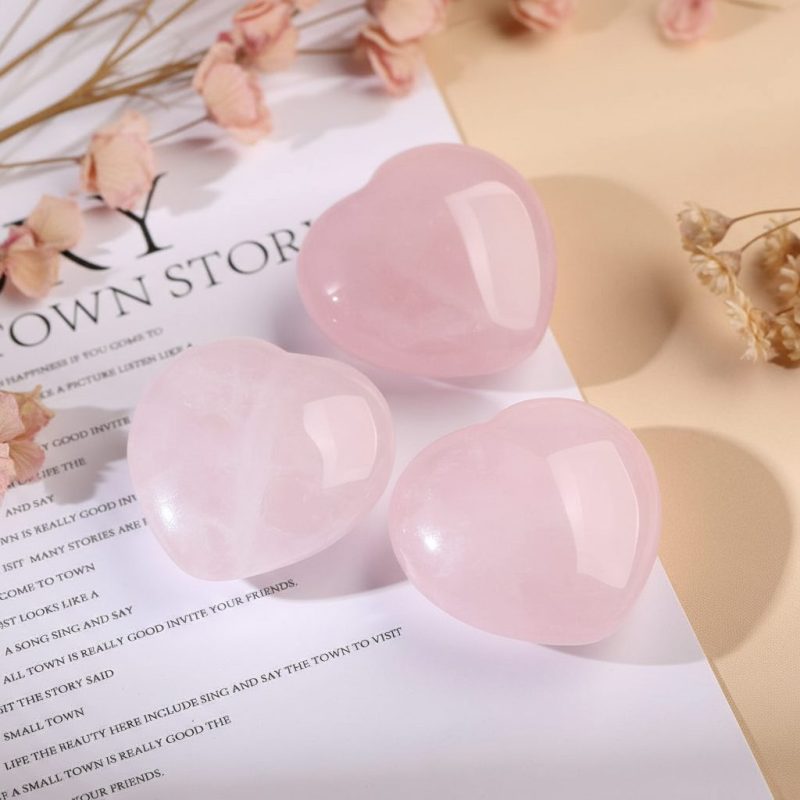 Rose Quartz Heart-Shaped Love Crystals - Love & Romance - Professional Photo