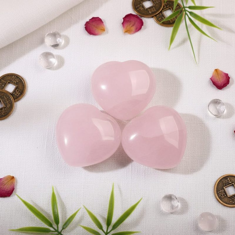 Rose Quartz Heart-Shaped Love Crystals - Love & Romance - Professional Photo