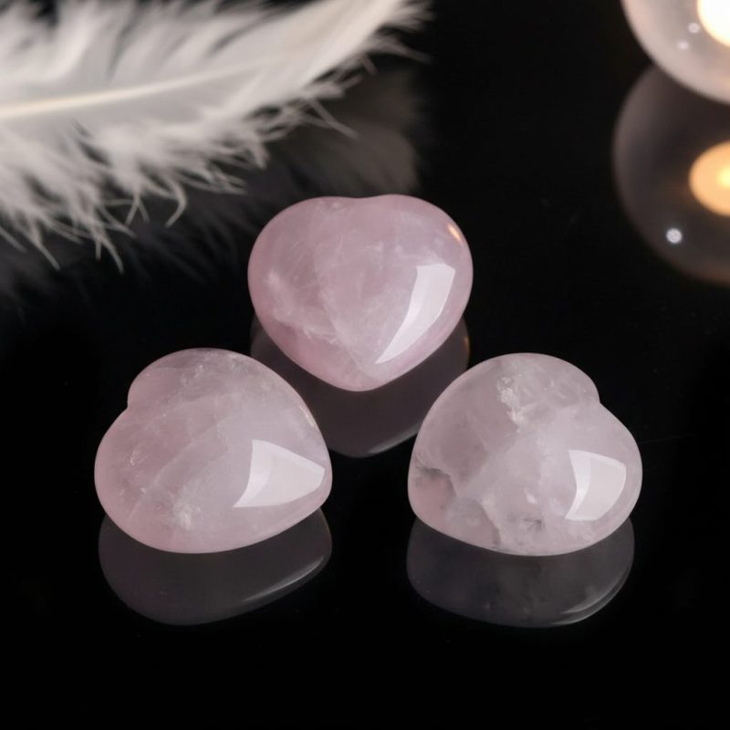 Rose Quartz Heart-Shaped Love Crystals - Love & Romance - Professional Photo