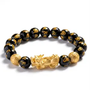 Feng Shui Bracelet - Pixiu Black Obsidian Bracelet for Wealth - Professional Photo