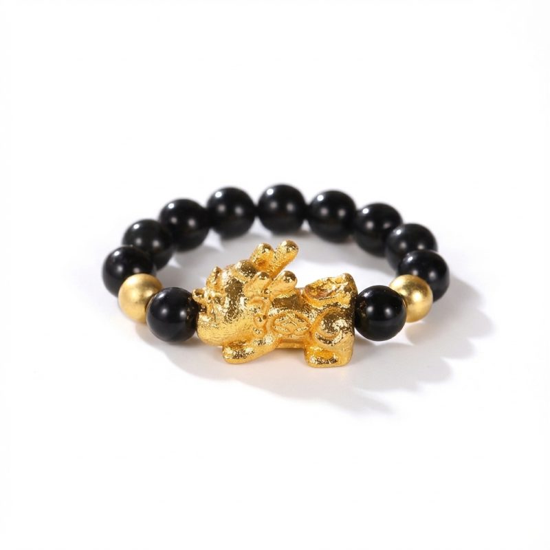 Pixiu Black Obsidian Wealth Ring - Professional Photo
