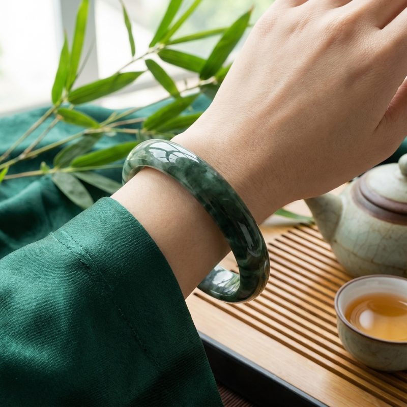 Pure Jade Bangle Bracelet - Healing & Protecting - Professional Photo