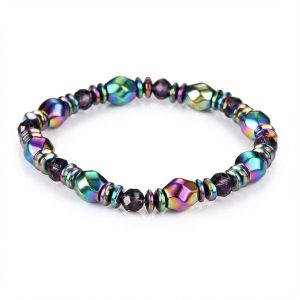 Rainbow Magnetic Hematite Wellness Bracelet - Professional Photo