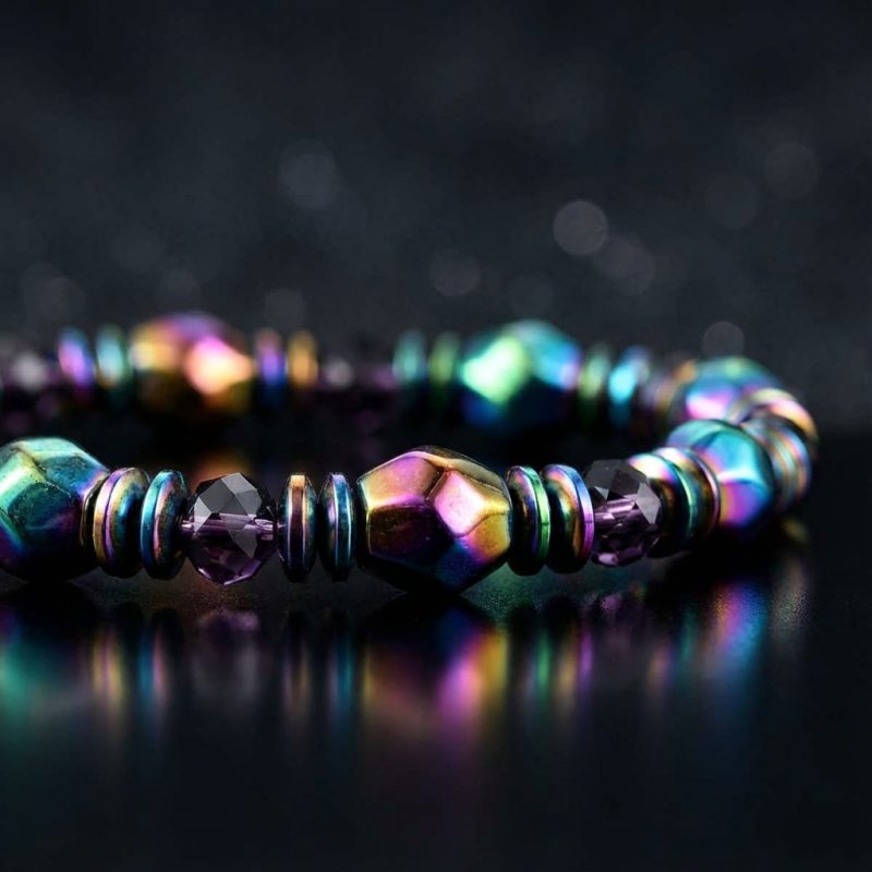 Rainbow Magnetic Hematite Wellness Bracelet - Professional Photo