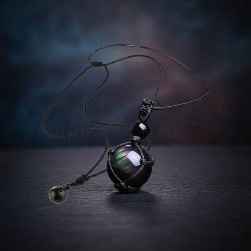 Rainbow Obsidian Necklace - Eye of Truth - Professional Photo