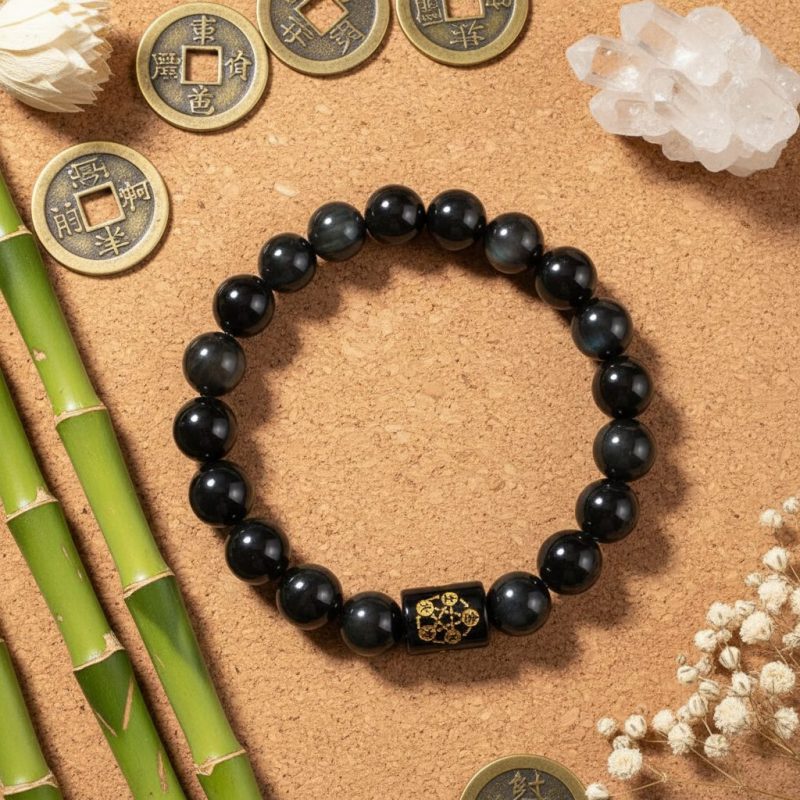 Exclusive: Natural Rainbow Obsidian Healing Bracelet - Professional Photo