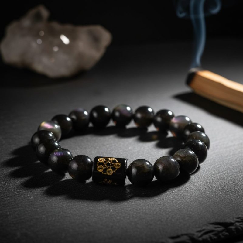 Exclusive: Natural Rainbow Obsidian Healing Bracelet - Professional Photo