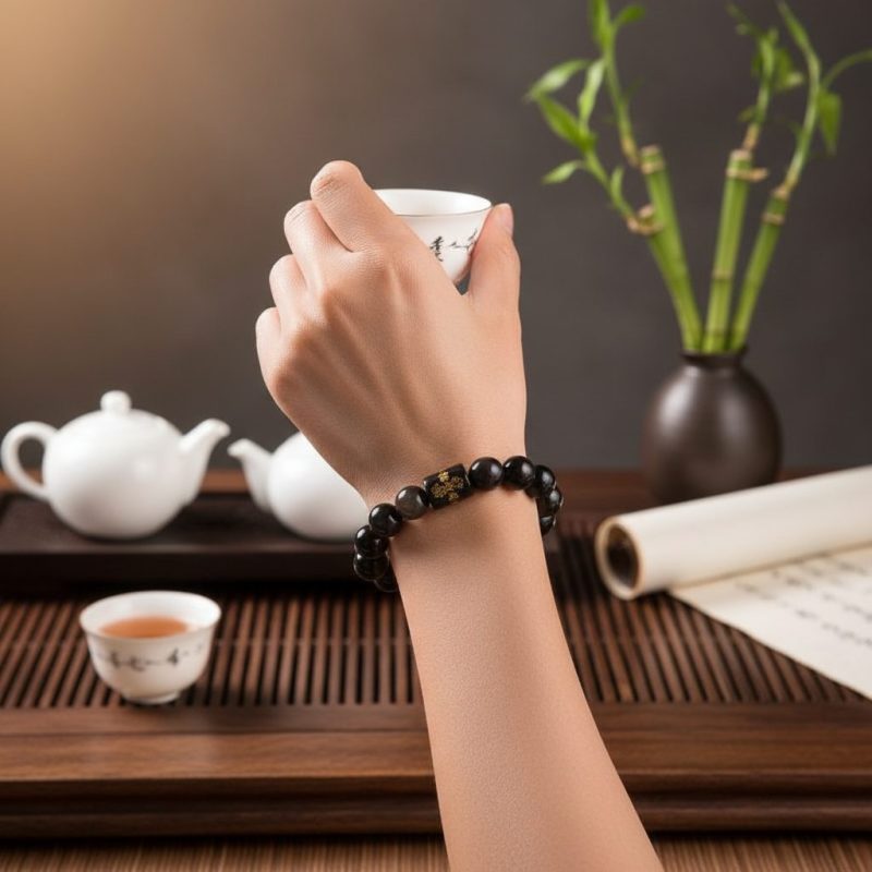 Exclusive: Natural Rainbow Obsidian Healing Bracelet - Professional Photo