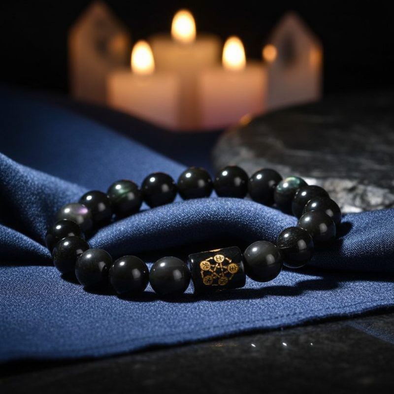 Exclusive: Natural Rainbow Obsidian Healing Bracelet - Professional Photo