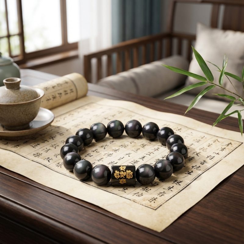 Exclusive: Natural Rainbow Obsidian Healing Bracelet - Professional Photo