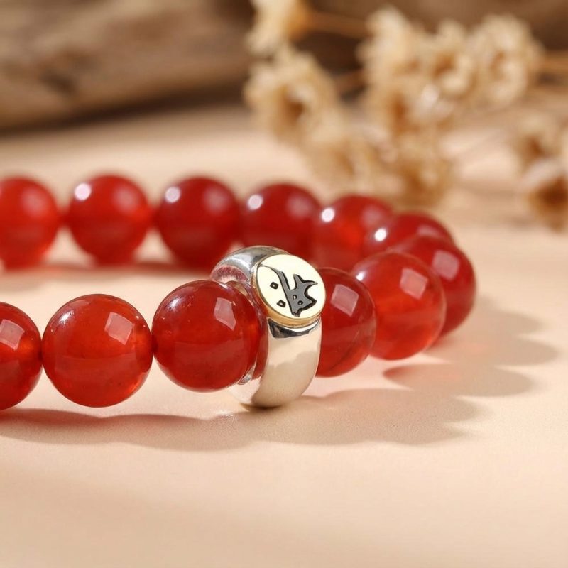 Red Agate Buddhist Guardian Deities Bracelet - Zodiac Bracelet for Luck, Protection - Professional Photo