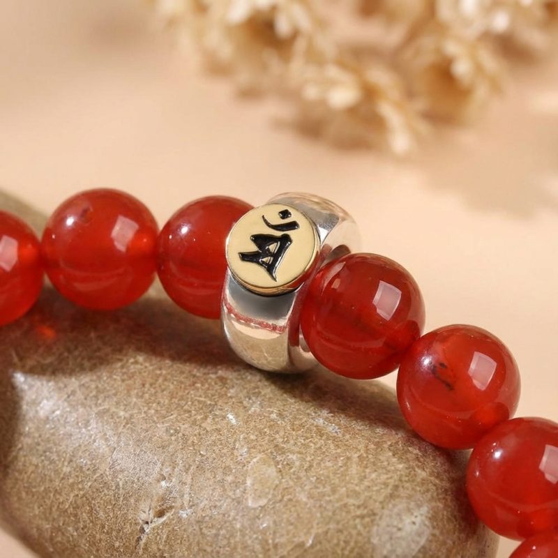 Red Agate Buddhist Guardian Deities Bracelet - Zodiac Bracelet for Luck, Protection - Professional Photo