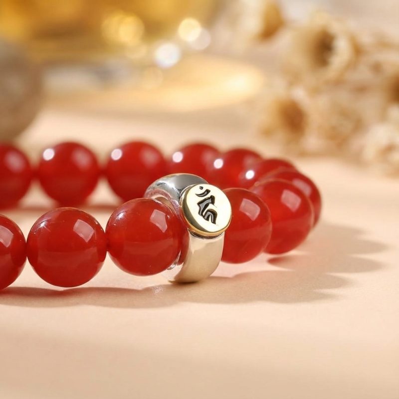 Red Agate Buddhist Guardian Deities Bracelet - Zodiac Bracelet for Luck, Protection - Professional Photo