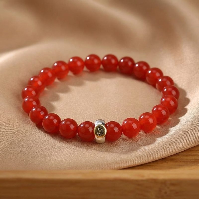 Red Agate Buddhist Guardian Deities Bracelet - Zodiac Bracelet for Luck, Protection - Professional Photo