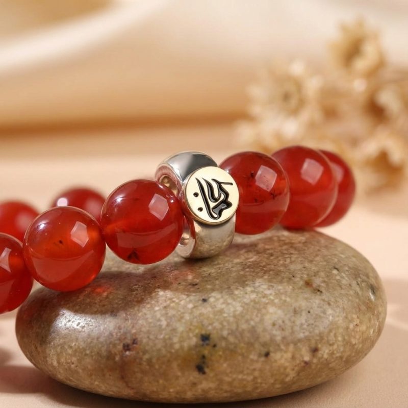 Red Agate Buddhist Guardian Deities Bracelet - Zodiac Bracelet for Luck, Protection - Professional Photo