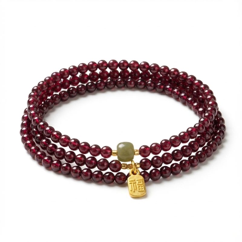 Red Garnet Beads Fu Wealth Bracelet - Professional Photo