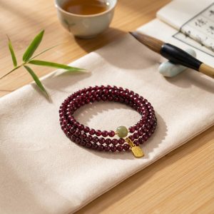 Red Garnet Beads Fu Wealth Bracelet - Professional Photo