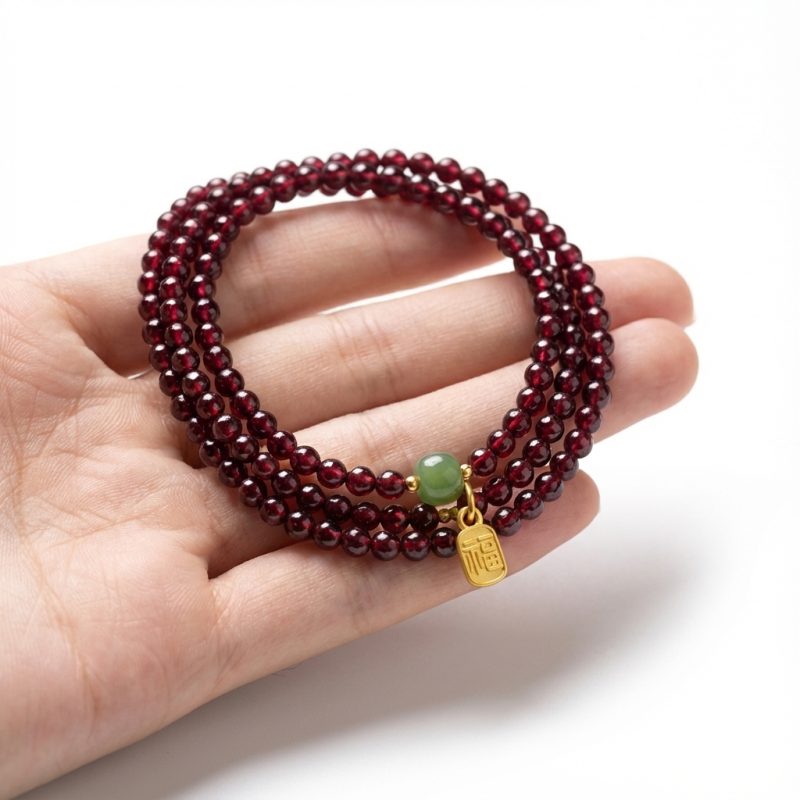 Red Garnet Beads Fu Wealth Bracelet - Professional Photo