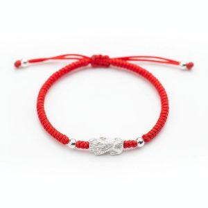 Red String Silver Pixiu Bracelet - Attract Windfall Luck - Professional Photo