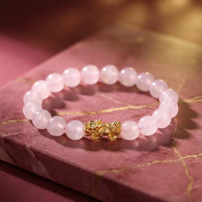 Rose Quartz Pixiu Love & Abundance Bracelet - Professional Photo