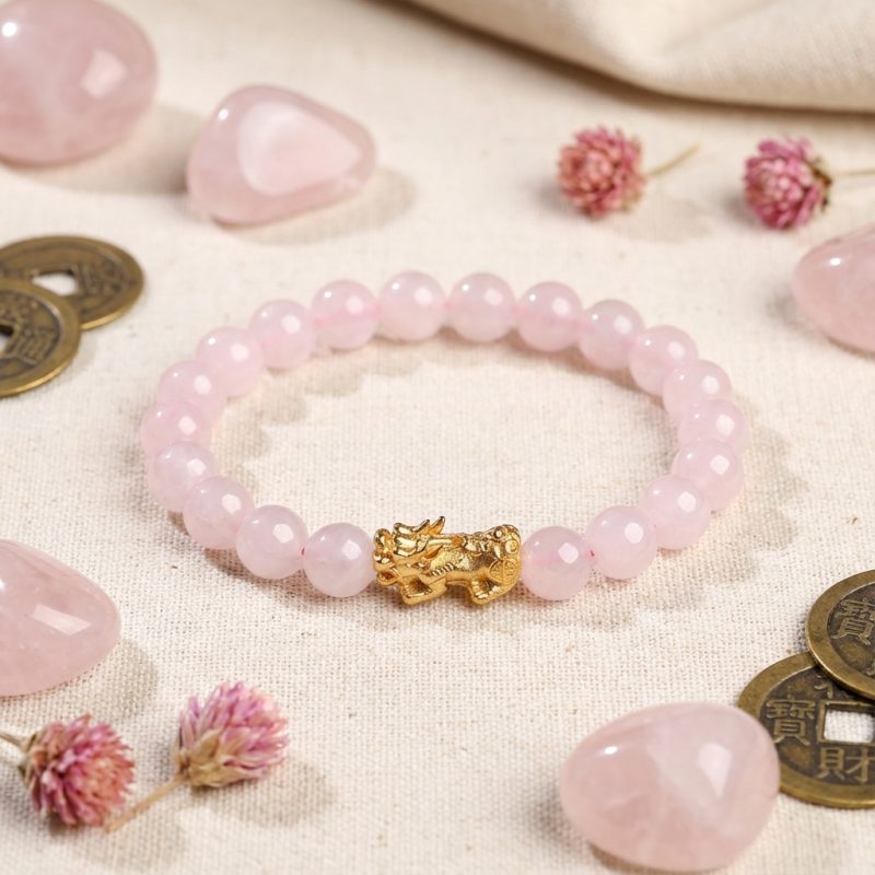 Rose Quartz Pixiu Love & Abundance Bracelet - Professional Photo