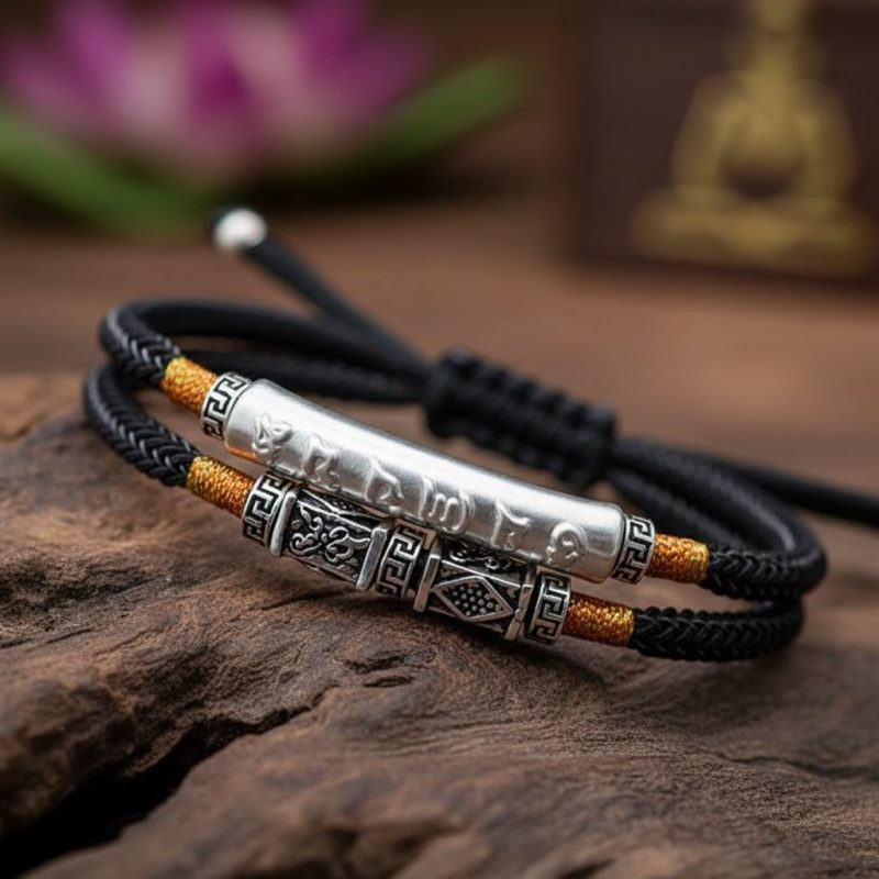 Tibetan Mantra Double Bracelet - For Luck & Protection - Professional Photo