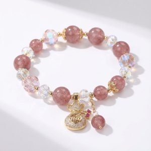 Strawberry Quartz Heart Bracelet - Professional Photo