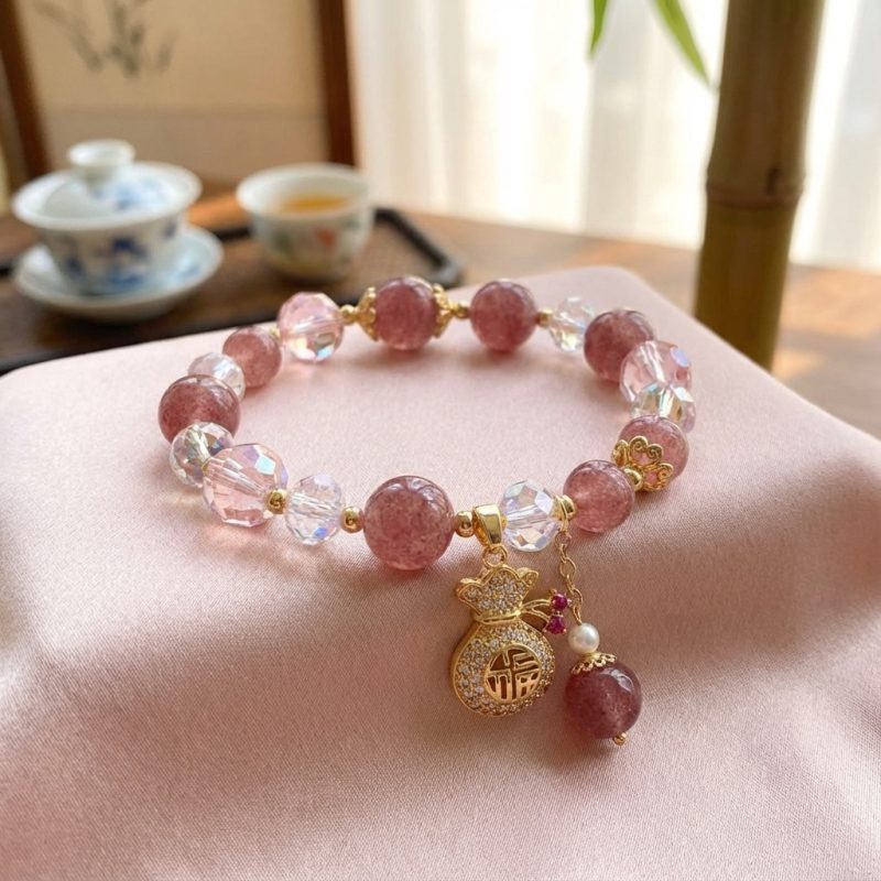 Strawberry Quartz Heart Bracelet - Professional Photo