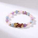 The Prosperity Bracelet - Amethyst, Aquamarine, Rose Quartz Pixiu - Professional Photo